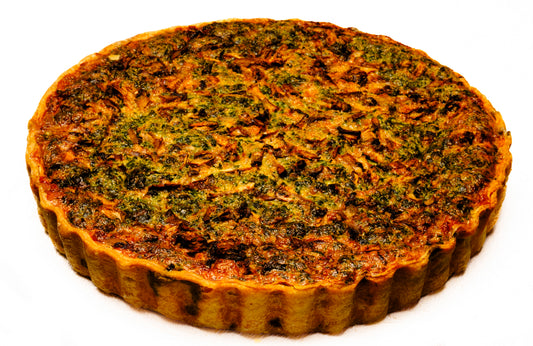 Spinach and Mushroom Quiche serves 6-8 - 48 hours notice or contact us before ordering